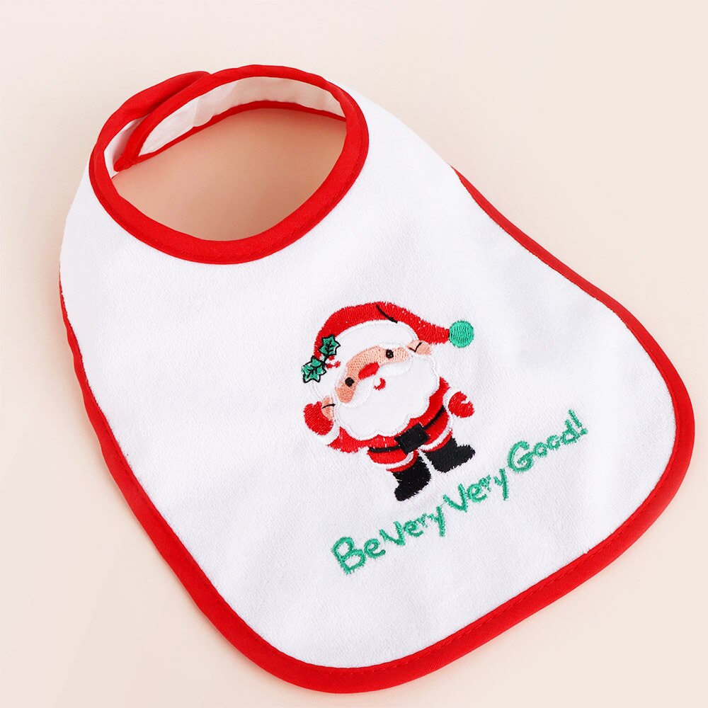 1 pc dos desenhos animados bordado papai noel natal bib bandana criança infantil bebê saliva toalha babero babadores presente de natal