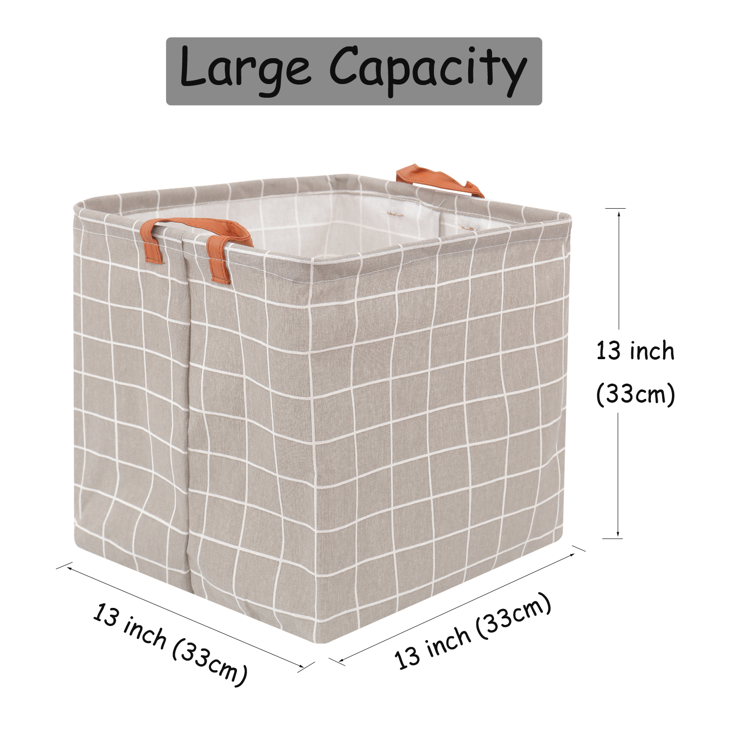Large Capacity Square Folding Storage Basket Toys Clothes Organizer Waterproof Leather Handles Laundry Hampe Home Storage Bag: Red