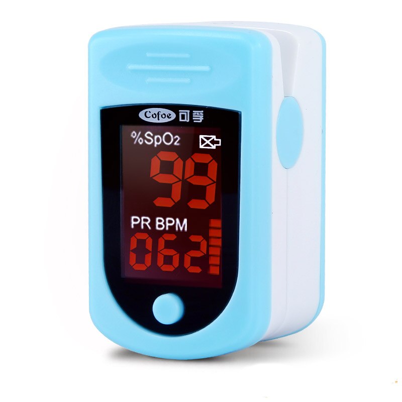 Cofoe Oxímetro de pulso de dedo Oxígeno portátil en la punta de los dedos Monitor de saturación con pantalla OLED de alarma SPO2 PR Oximetro Pulsioximetro Clip de medidor de frecuencia cardíaca de oxígeno en sangre: BLUE