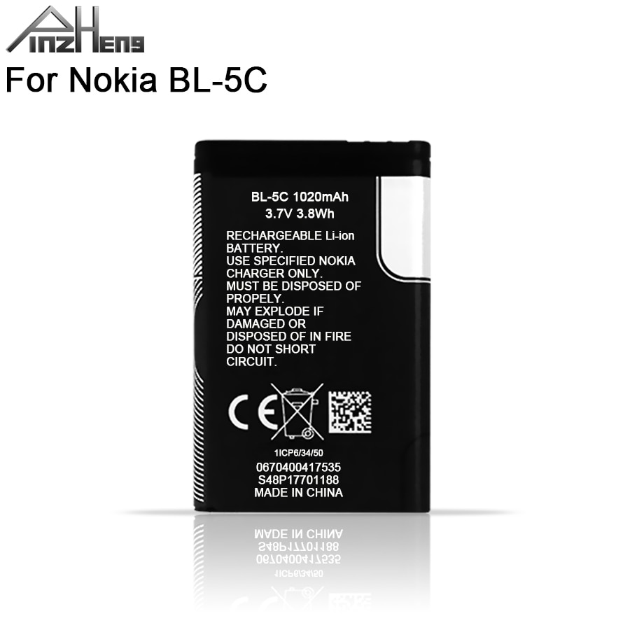 Pinzheng 100% Originele BL-5C Telefoon Batterij Voor Nokia Bl 5C BL-5C BL5C 1112 1110 6600 N70 N71 N90 Vervanging bl 5C Batterij