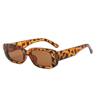 Vintage små solbriller til mænd kvinder retro mærke rektangel solbriller gradient nuancer klassisk solbrille  uv400: Leopard