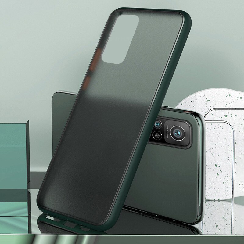 Przezroczyste matowe pokrowce na telefony dla xiaomi mi10t xiaomi xiaomi mi 10 t 10 t t10 xiaomi10t pro case silikonowe odporne na wstrząsy coque fundas: mi 10t / dark green