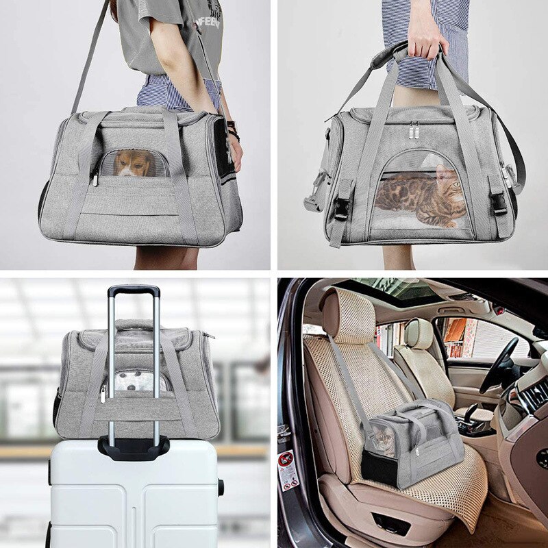 Pet Carrier Travel Cat Carrying Bag Portable Pets Backpack Breathable Car Safety Seat Cat Strap Multifunctional Foldable Pet Bag