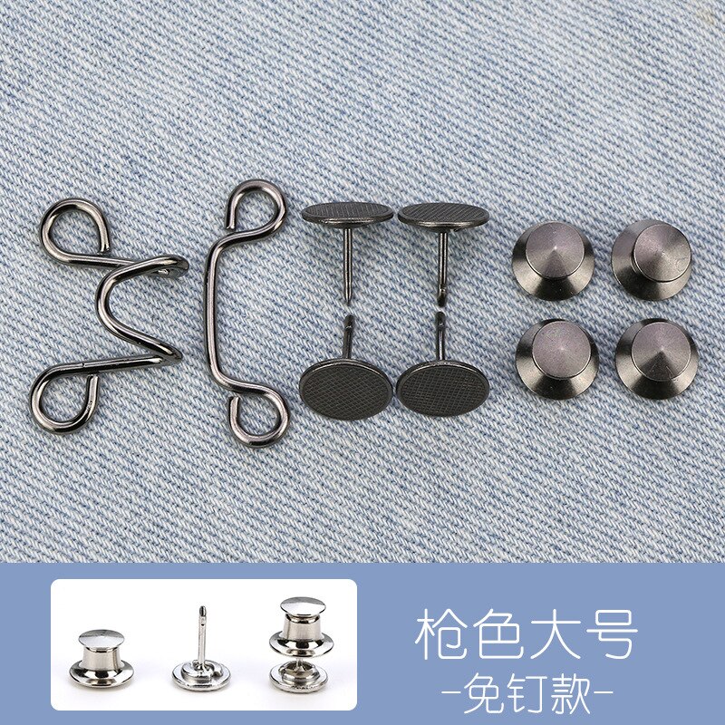 Draai Taille Artefact Pin Accessoires Nail-Gratis Broche Jeans Jas Broek Taille Aanpassing Pin Afneembare Universele Vaste Knop: gun color-L
