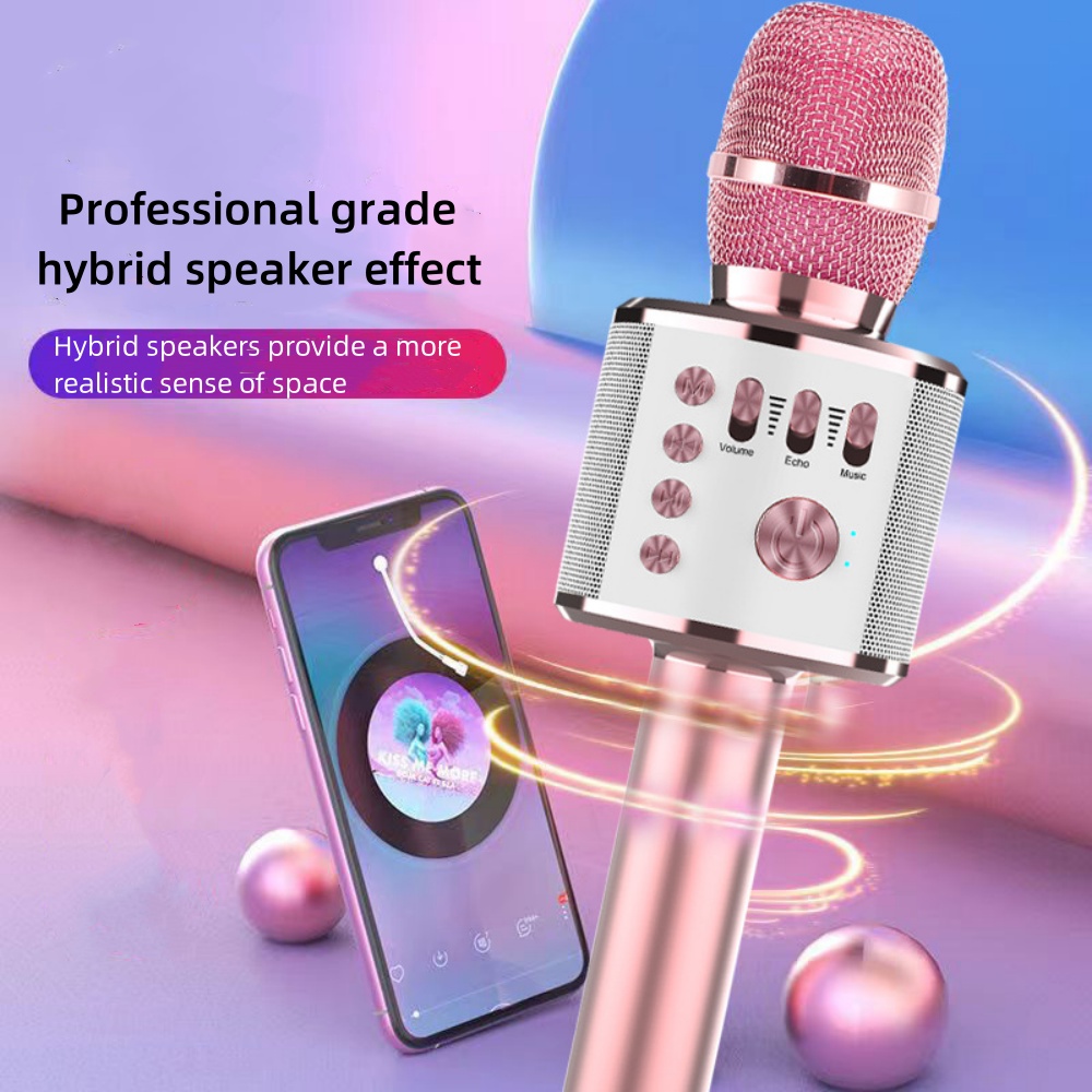 Trådlös karaokemikrofon bluetooth-kompatibel handhållen bärbar högtalare för hemmabruk, ktv-spelare med dansinspelningsfunktion