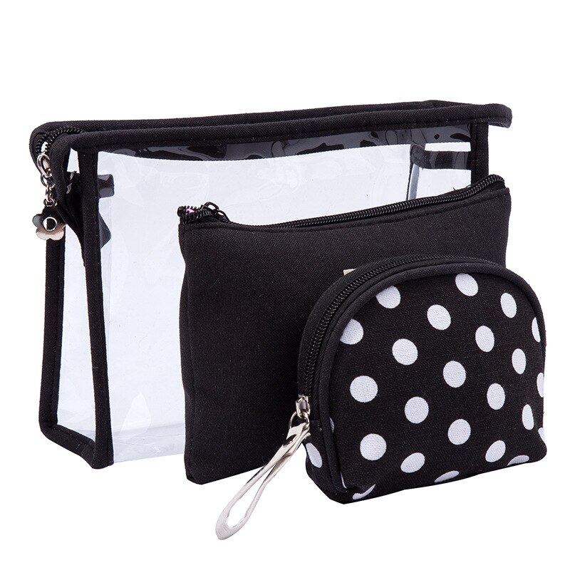 3 stk gennemsigtige pvc kosmetiktasker prik vandtæt vasketaske kvinder rejse opbevaringstaske makeup organizer makeup etuier skønhedstasker
