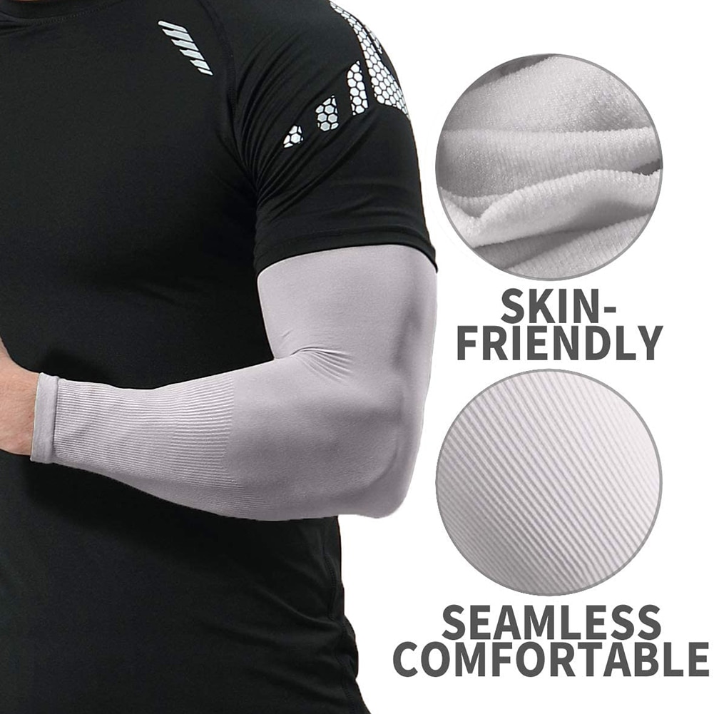 2 Stuks Zomer Arm Mouwen Vrouwen Mannen Arm Compressie Mouw Armwarmer Uv Zon Bescherming Katoen Lange Vingerloze Handschoenen Arm Mouwen