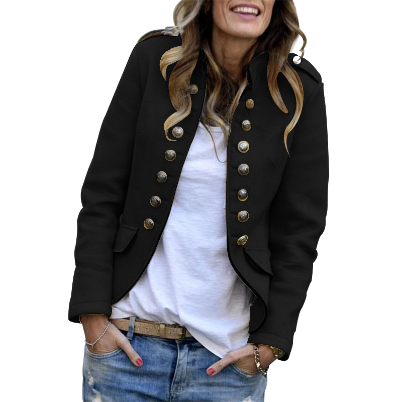 Abrigos de cuello alto para mujer Chaquetas ZANZEA Otoño Invierno abrigos de manga larga Casual para mujer prendas de vestir sólidas chaquetas frontales abiertas: Black / M