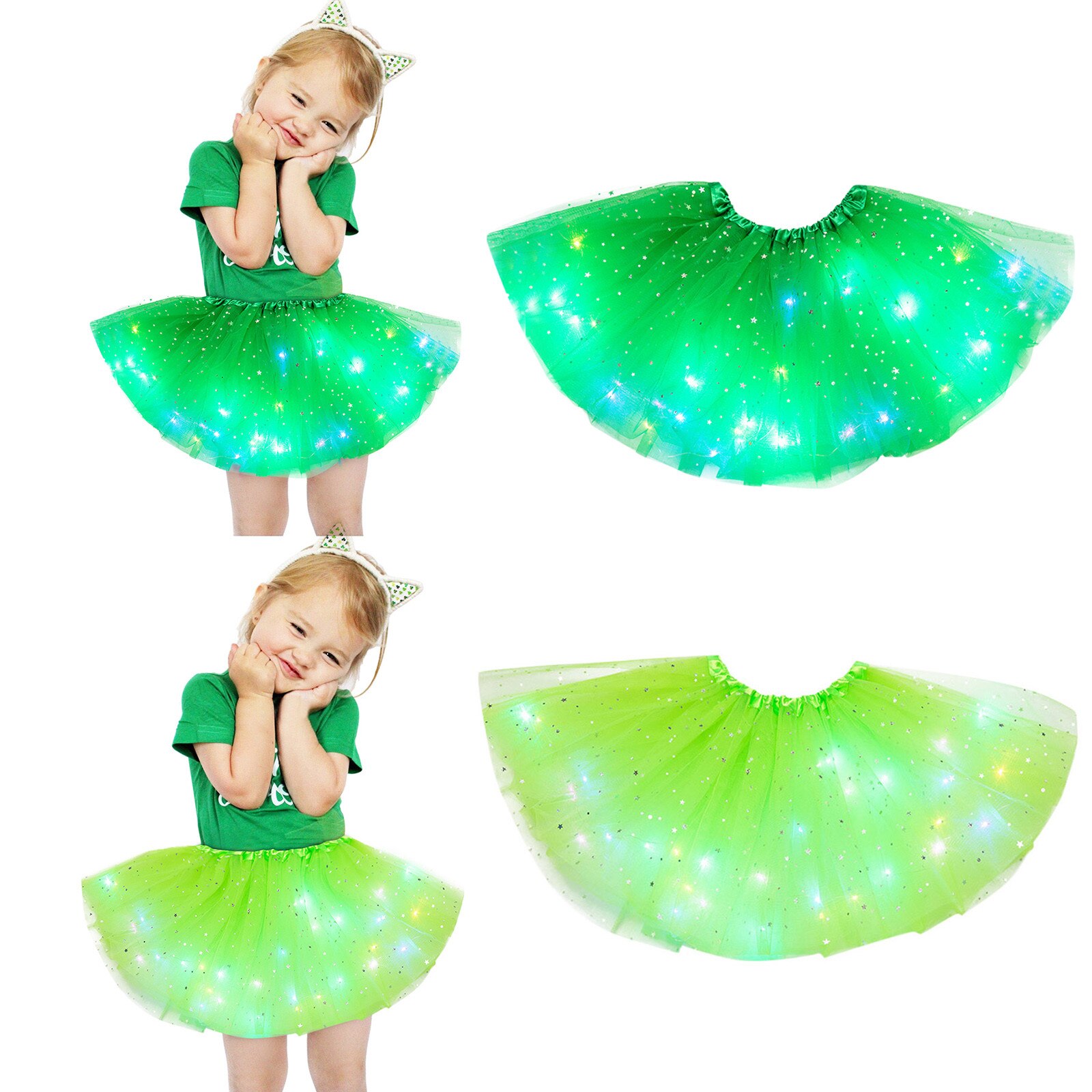 Kid Meisje Baby Tutu Rok Led Light Up Pettiskirt Ballet Kleding 2 Stuks Peuter Princess Party Dance Leuke Rokken Childrenclothing