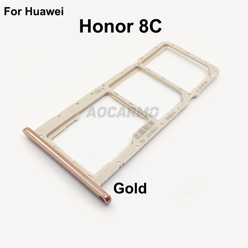 Aocarmo Nano Sim Card Tray MicroSD Slot Holder For Huawei Honor 8C BKK-AL10 BKK-AL00 Replacement Part: 8C-- Gold