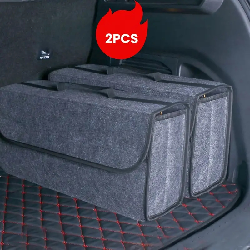 Car Trunk Organizer Car Organizer Bag Soft Felt Storage Box Car Storage Bag Large Anti Slip Compartment Boot Storage Accessories: Yellow