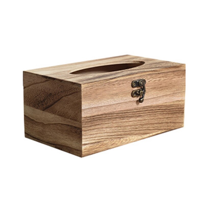 Retro Style Wooden Tissue Box,Paper Napkin Holder Case Wood Bathroom Facial Tissue Box for Bathroom Bedroom: L Light burnt wood