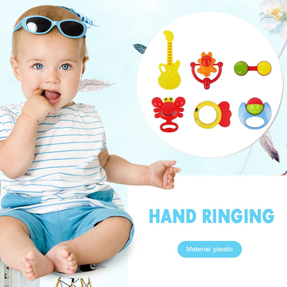 6pcs/set Baby Hand Toys Early Educational Rattles Cartoon Bell Baby Chew Toy Lightweight Parts Little Child Accessories