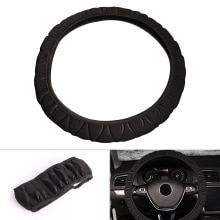 Coprivolante universale rosa/nero inverno peloso soffice peluche 37-38cm copriruota per auto accessori interni auto: nero