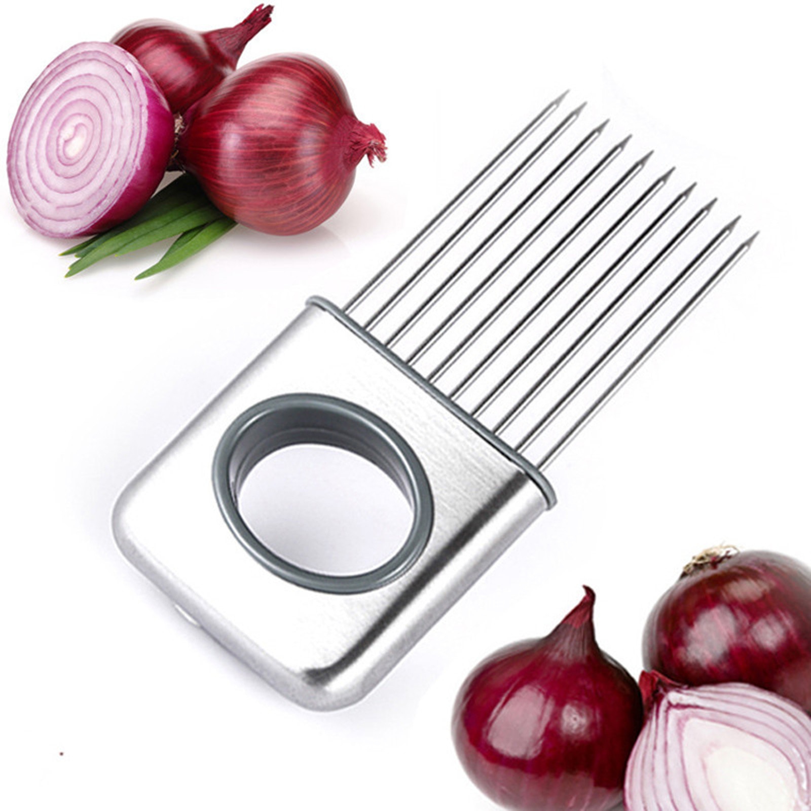Onions Holder Vegetable Potato Cutter Slicers Gadget Stainless Steel Fork vegetables Slicing Cutting Tools Kitchen Accessories