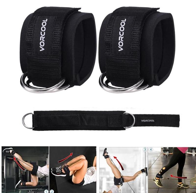 Vorcool 2Pcs Sport Enkelbandjes Fitness Enkel Ondersteuning Gewatteerde D-Ring Enkelboeien Voor Gym Workouts Kabel Machines been Oefeningen