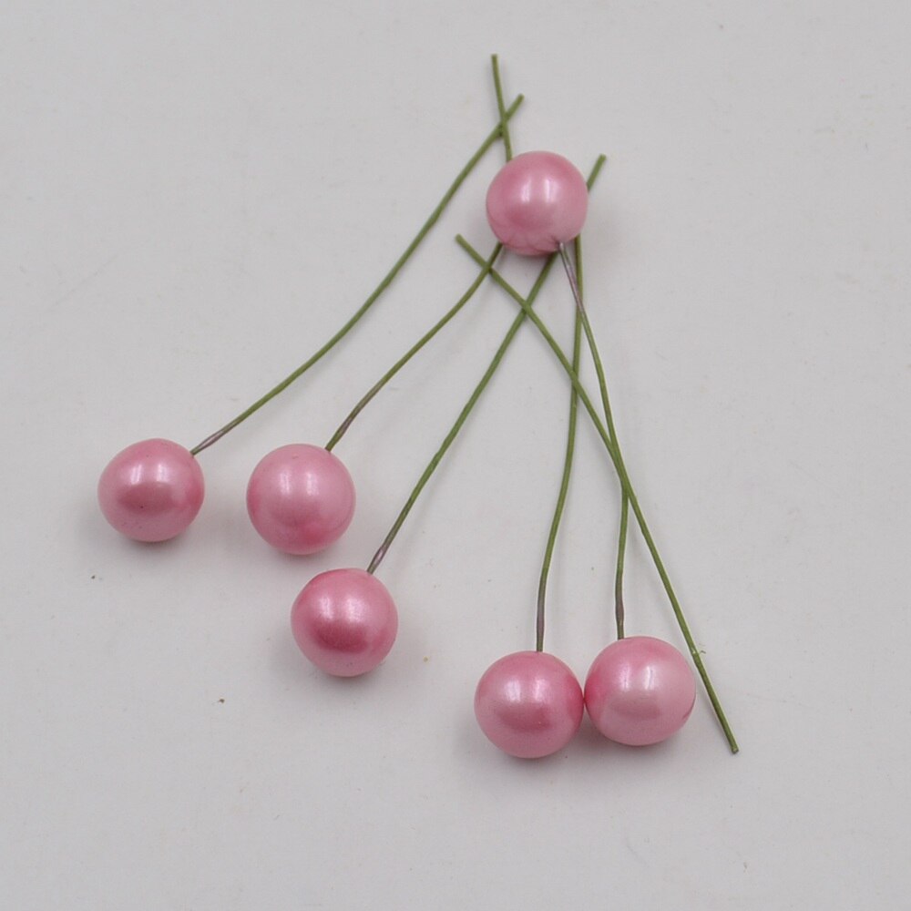 Perles en plastique, 40 pièces, fleurs de baca, étamine artificielle, pour décoration de mariage, bricolage, Scrapbooking, couronne décorative, fleurs de pistel: Rose