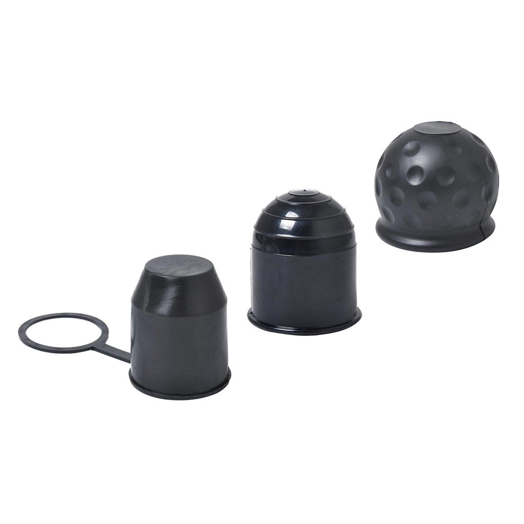 3 Pieces 50mm Black Plastic+Rubber Tow Ball Hitch Cap Protector Caravan