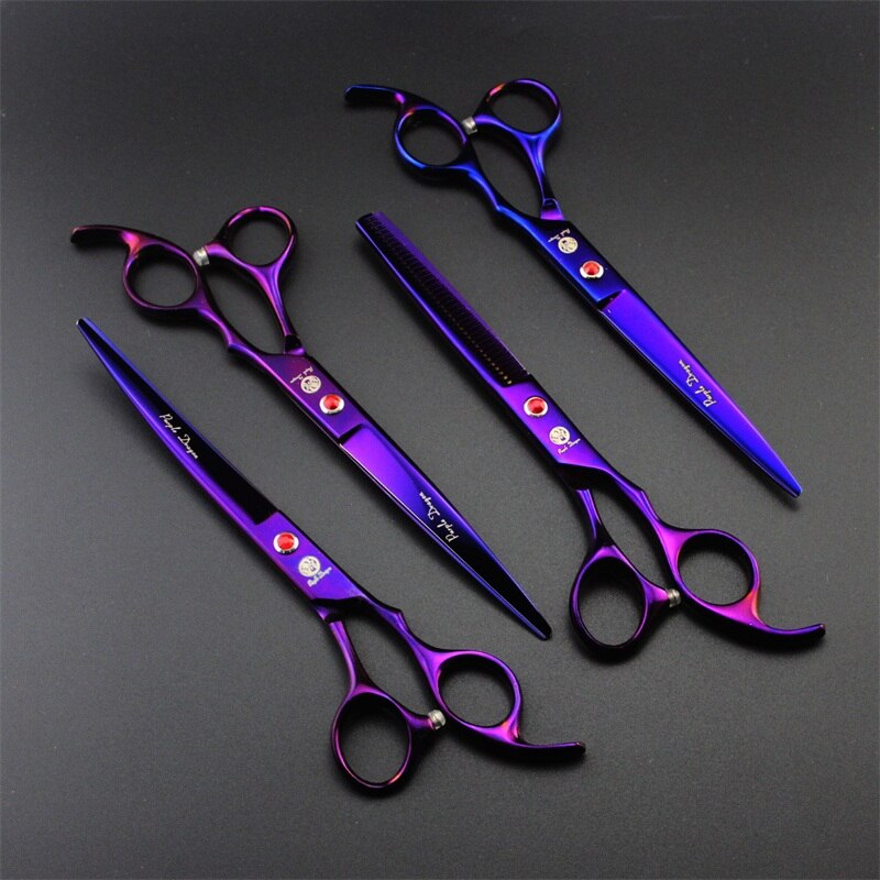 Japan 440C Pet Grooming Scissors Set 7 Inch Dog Shears Hair Cutting Thinning Curved Scissors