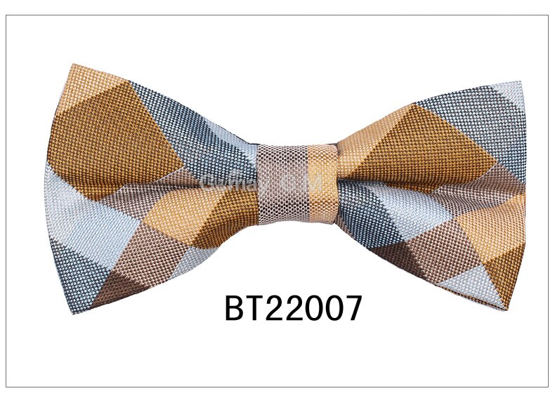 Kostym flugor för män polyester cravats justerbar fluga för bröllopsfest brudgummen fjäril vuxen rutig fluga: Bt22007