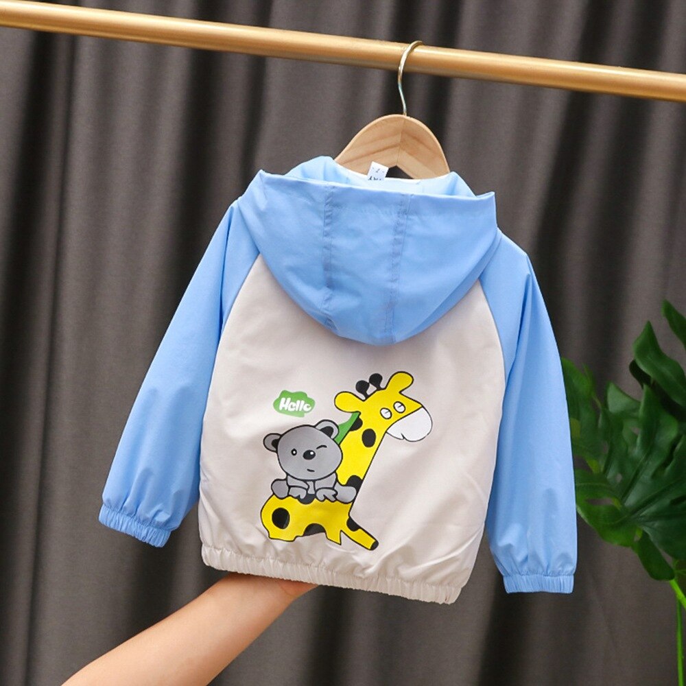 Casual Baby Jongens Jas Cartoon Giraffe Hooded Herfst Rits Vesten Jassen Kinderen Kids Zuigelingen Uitloper Casaco S11054