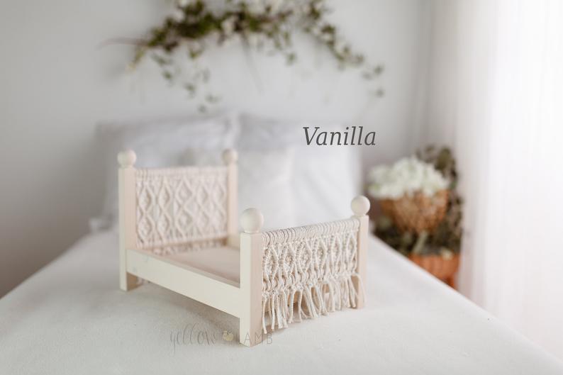 Newborn Photography Props Original Baby Crib White Shooting Assisted Solid Wood Hand-woven Props Posing Props With Tassels