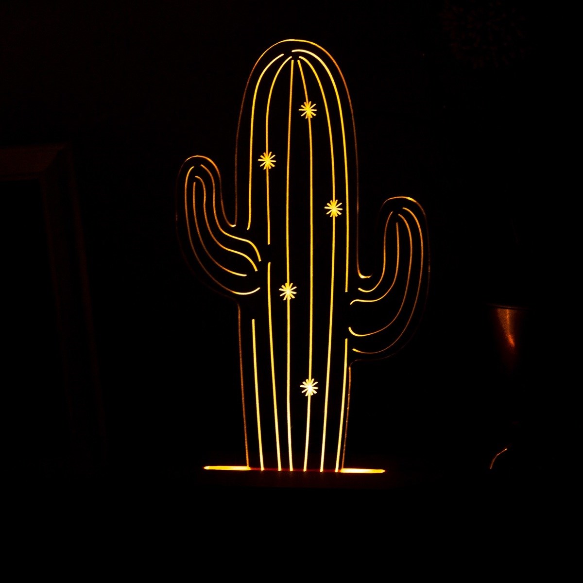 3D Cactus Desert Plant Shape Visual Lamp 3D Optical illusion Light Home Decor LED Neon Night Light Table lamp