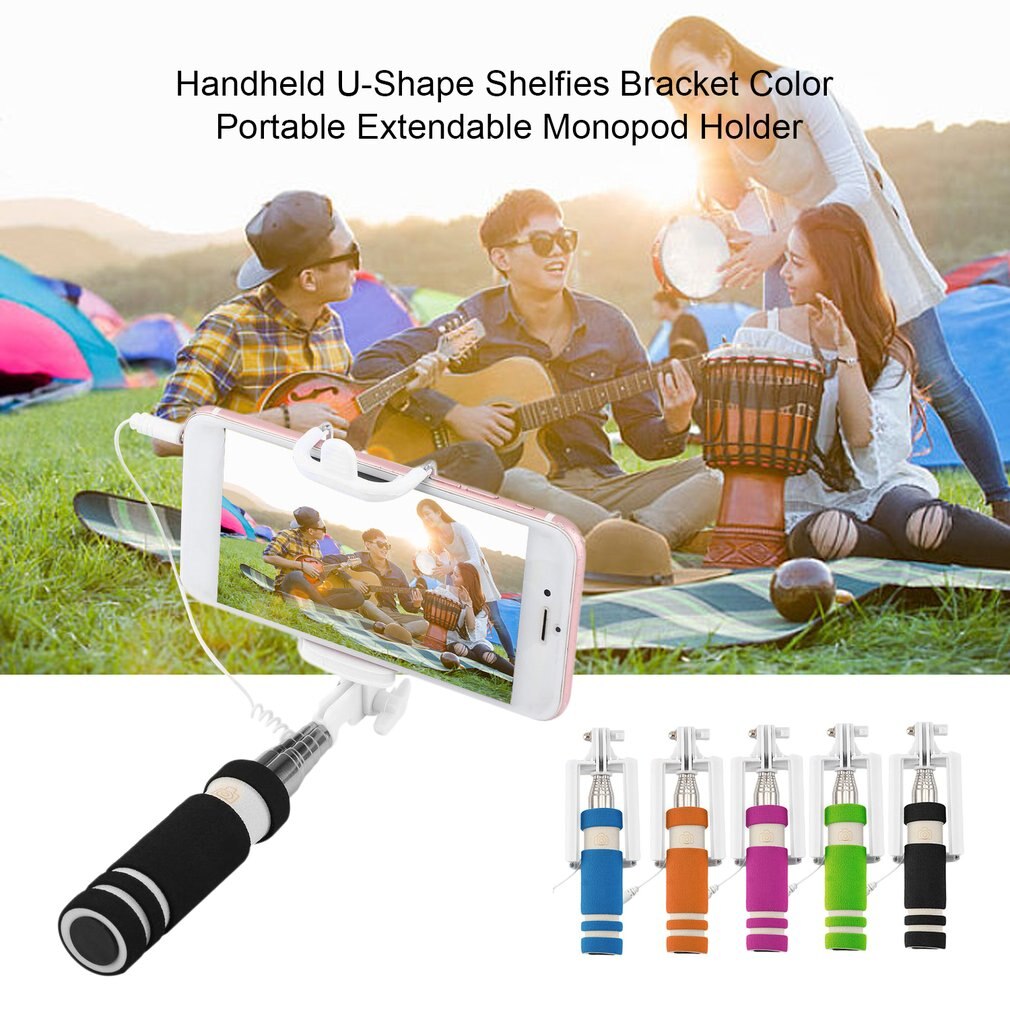 Colorful 14-60cm Mini Extendable Handheld Selfie Stick Wired Remote Shutter Monopod For iphone For huawei For Samsung