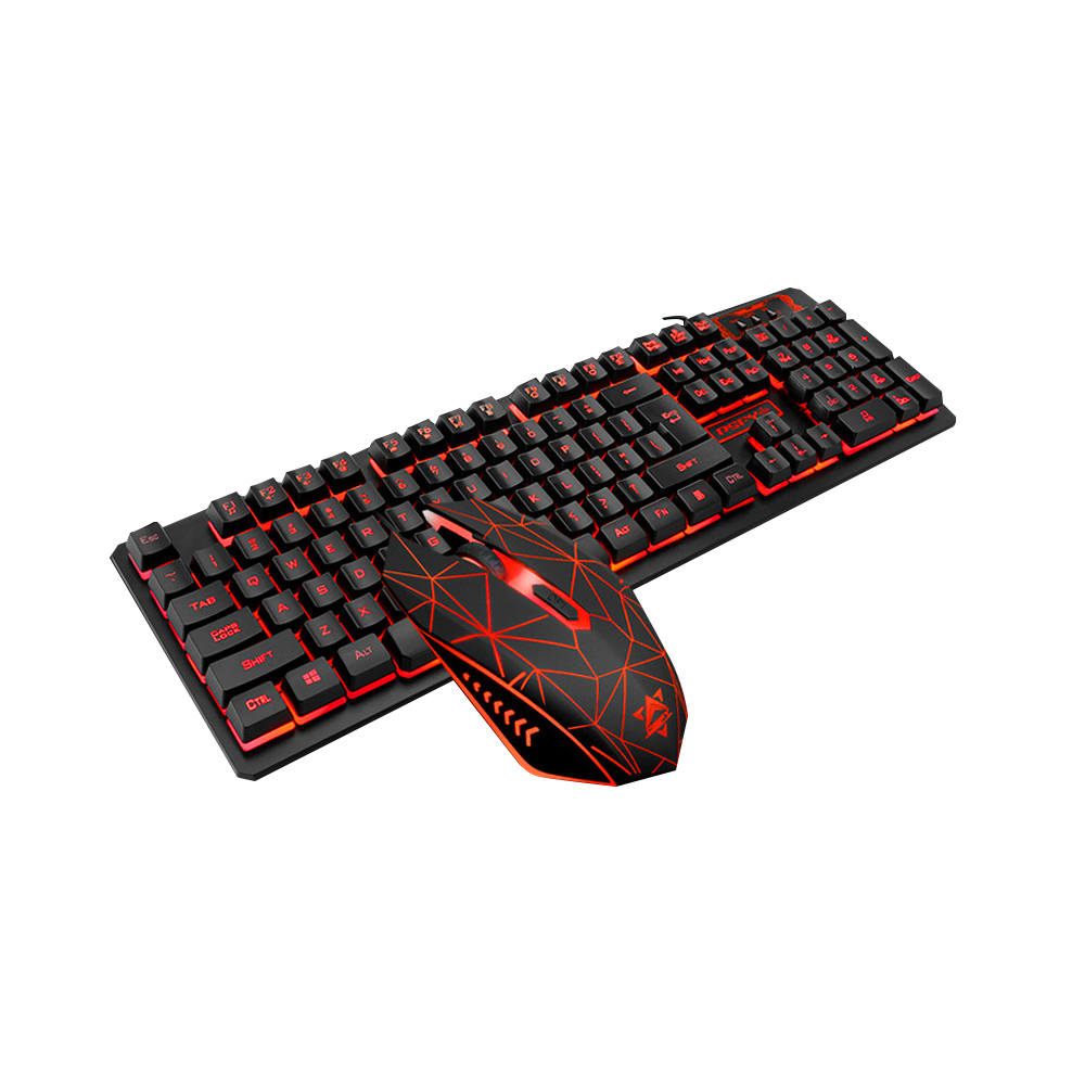 USB Wired Gaming Keyboard and Mouse Combo Waterproof 3 Color Backlit 2000DPI DPI Adjustable for Home Office