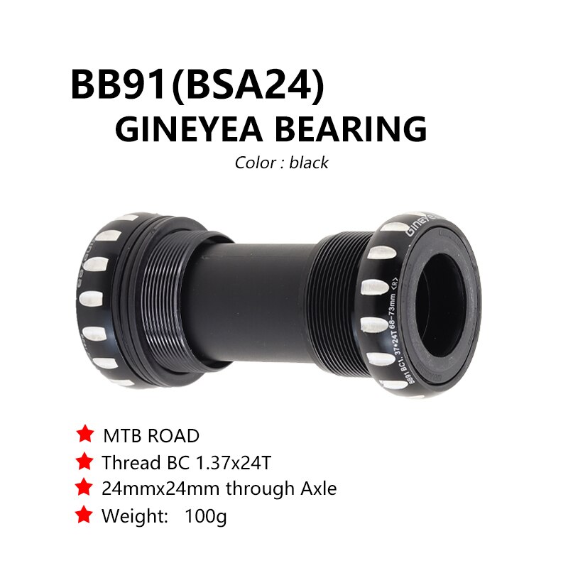 BB91 BB92 BSA30 Ceramic Bearing Bottom Bracket Sealed Bearing Thread/Press-in for Shimano SRAM 24-22mm MTB Road Bike Cranksets: BB91(black)