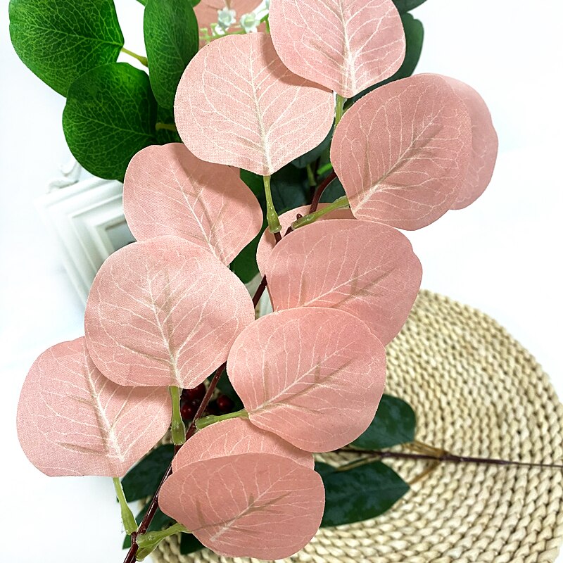 1 pçs folhas de eucalipto artificial hastes ramos eucalipto plantas artificiais para buquês de flores decoração do feriado do casamento vegetação
