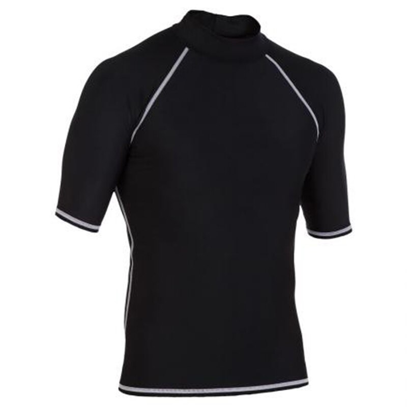 Sbart kortærmet rash guard mænd sort badedragt skjorte mand surfing spearfishing badetøj toppe anti-uv windsurf dykke rashguard k: Xl