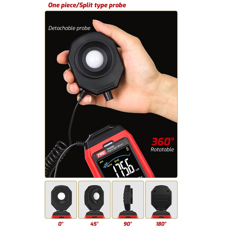 TA632A Digital Light Meter Photography Luxmeter 200000 Lux/Fc for Hotels Restaurants Airports Corrosion-proof Sensitive