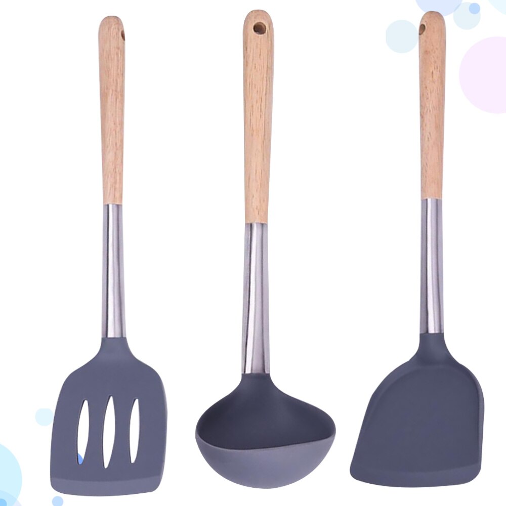 3 pièces utiles antiadhésive Silicone cuillère fendue pelle ustensiles de cuisine outils de cuisine pour Restaurant maison