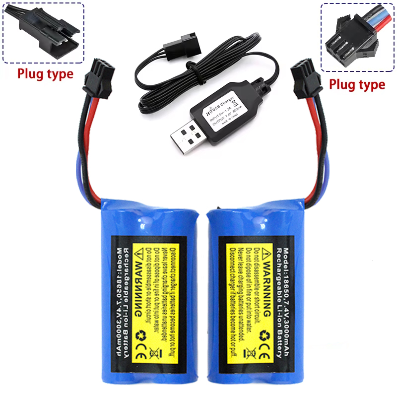 7.4V 3000mah Battery Charger MN82 Remote Control Car Battery MN128 MN78 LC79 for MN168 MN99S MN98 RC Stunt Car SM3P: Watermelon red