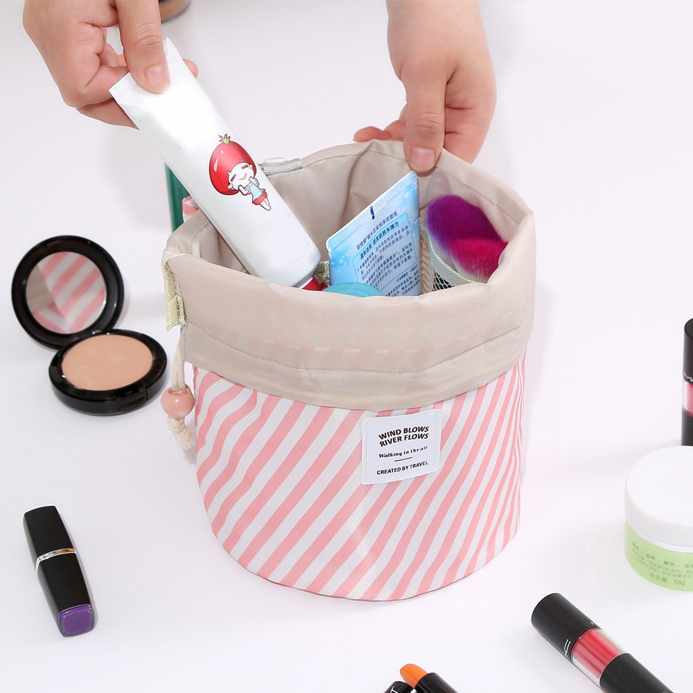 Vrouwen Cosmetische Zak Kleur Cilinder Trekkoord Barrel Reizen Cosmetische Trekkoord Make Organizer Opslag Toilettas Bag31