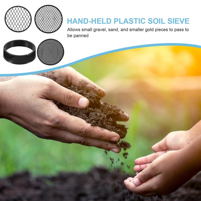 5 Sets/20Pcs Mesh Schifting Pan Tuin Zeef Tuinieren Tool Riddle Bodem Zeef Set Hand Holding Plastic Bodem zeef