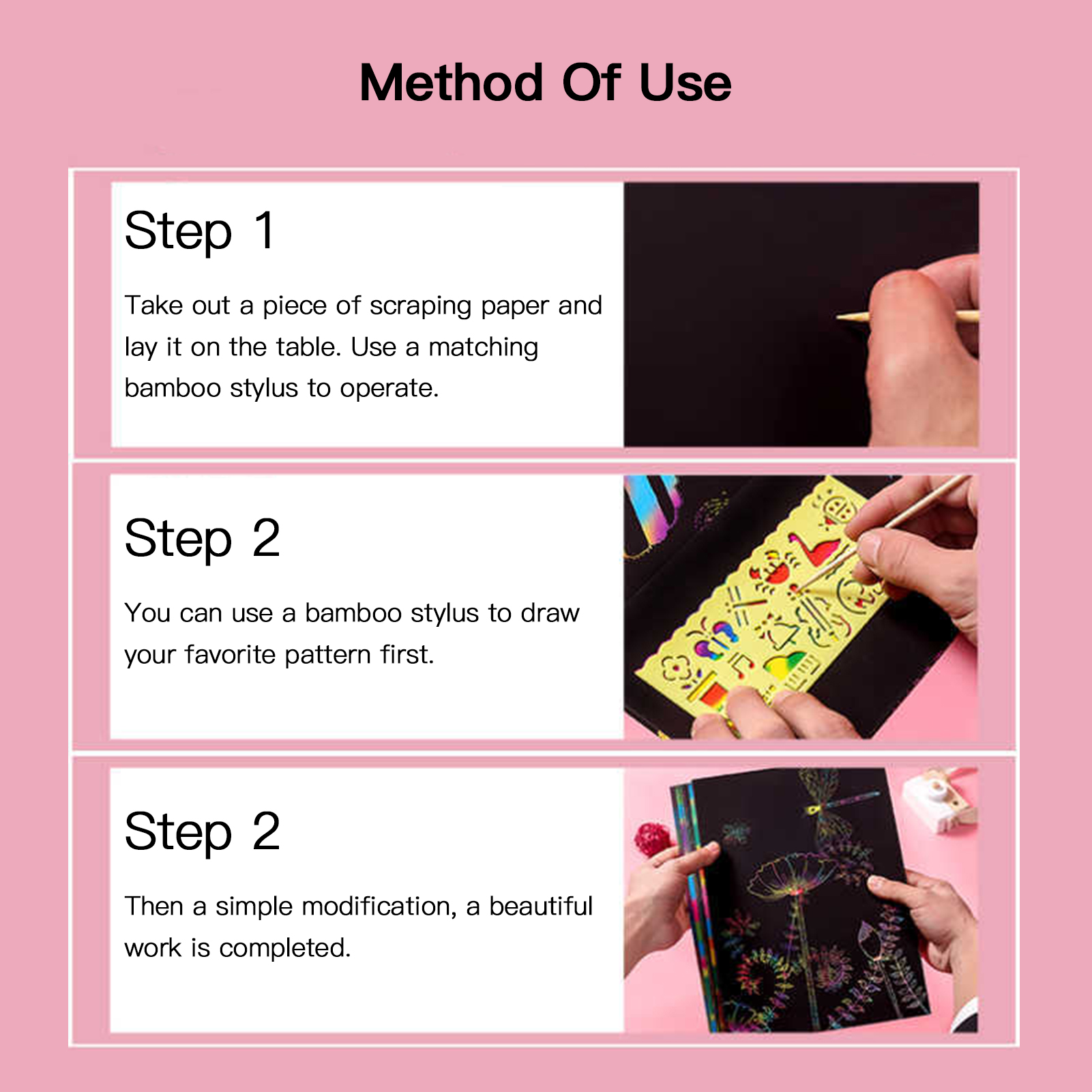 Scratch Papier Artset Rainbow Magic Scratch Papier 50 Stuks Zwarte Kras Het Off Ambachten Kits Boards 5 Houten Stylus 4 tekening Stencils