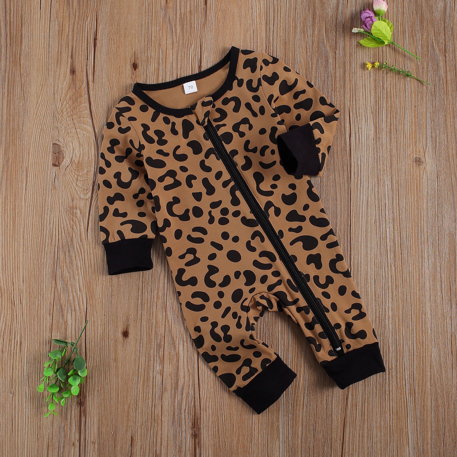 FOCUSNORM 0-18M Herbst Neugeborenen Baby Mädchen Jungen Leopard/Camouflage Print Long Sleeve Zipper Overalls