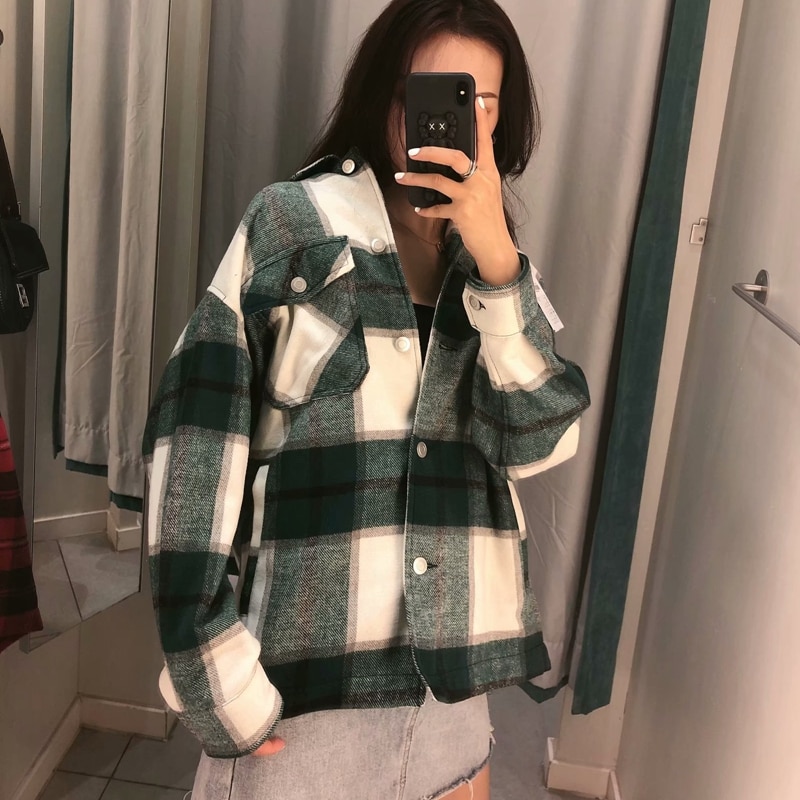 Abrigos y chaquetas de invierno chaqueta a cuadros para mujer Chaquetas coreanas para señoras chaquetas de invierno de gran tamaño para mujer otoño