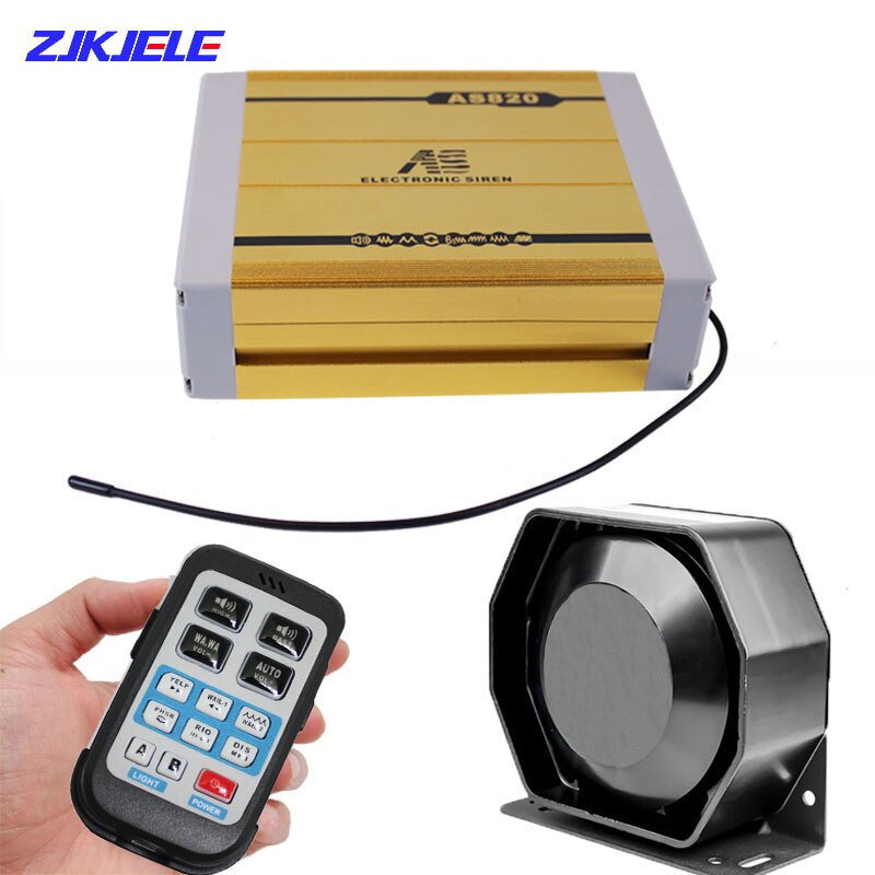 12V 200W 9 Tone Car Warning Alarm System Police Siren Horn Square Speaker with MIC System Wireless Remote Control accessories