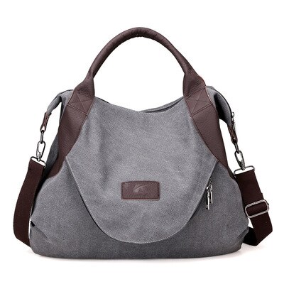 Cosimo Perla Canvas Tote Bag - Large Hobo Shoulder Bag for Women - Casual Everyday Shopping Purse: Gray