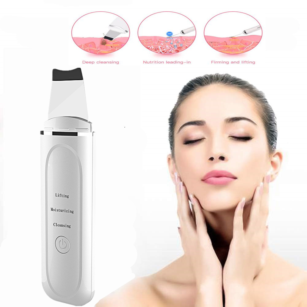 Skin Scrubber Facial Skin Scrubber Electric SPA Gentle Blackhead Remover Ultrasonic Facial Cleaner Spatula Face Lifting Massager
