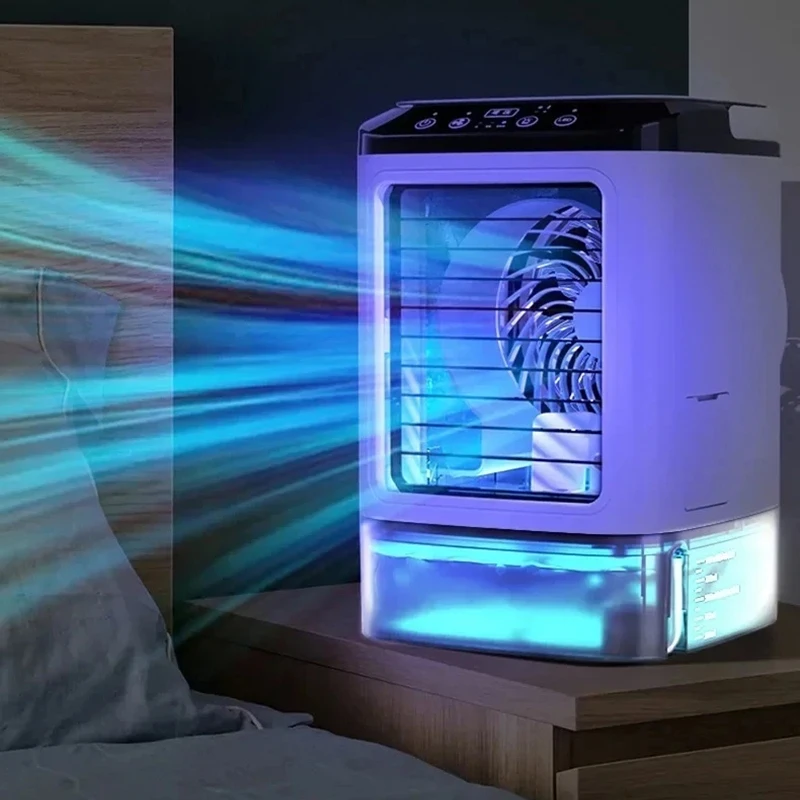 Xiaomi mijia ventilador de ar condicionado portátil spray duplo atomização ultrassônica 3 velocidades mudo refrigerador de ar luz noturna ventilador elétrico casa
