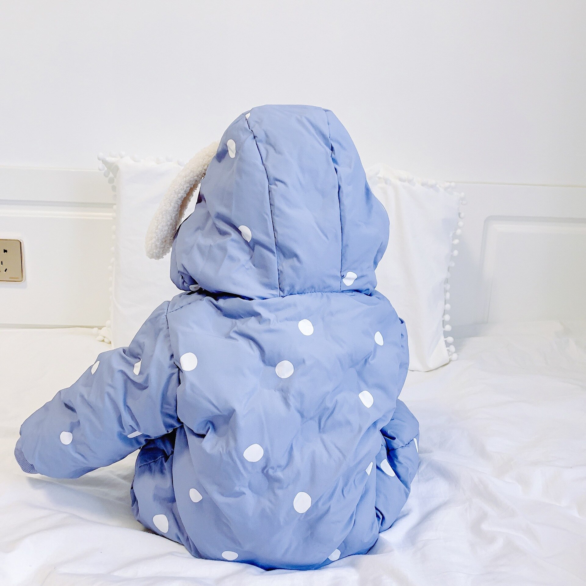 Winter Peuter Baby Rompertjes Dikke Klimmen Kleding Pasgeboren Jongen Meisje Warme Jumpsuit Kerst Hooded Uitloper 0-24M: Blauw / 6m