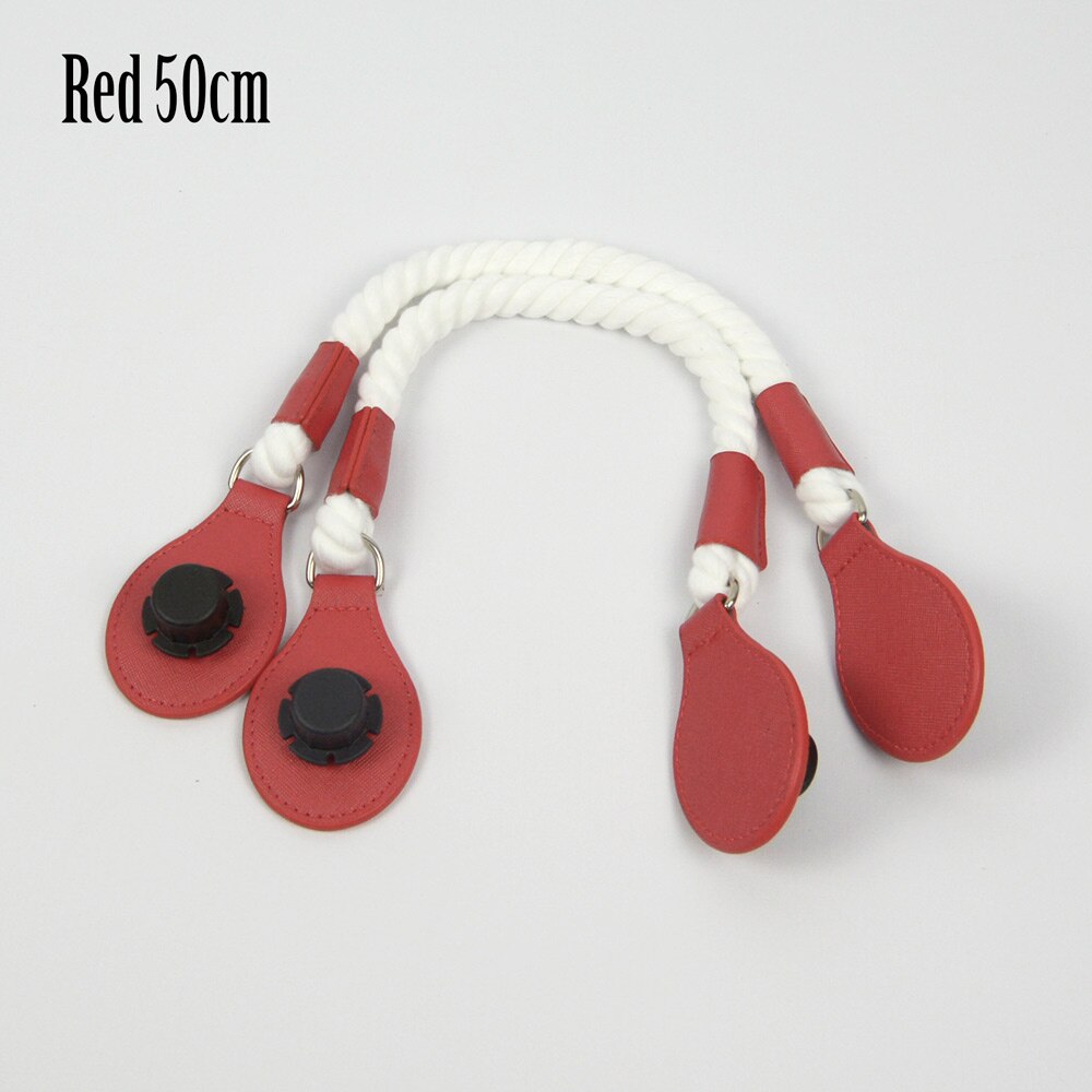 1 paar lange korte zachte witte henneptouw handgrepen met druppels voor o bag obag dames handtas klassieke mini chique stad stedelijke tas: Rood kort