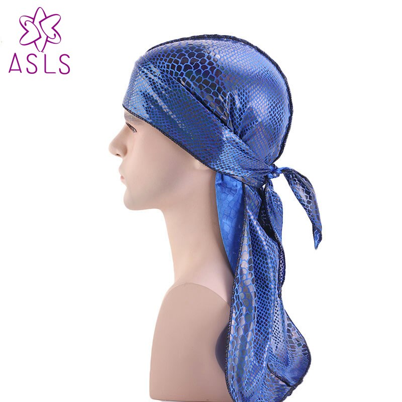 turbante Durag sedoso con estampado de cocodrilo Unisex pelucas Durags Doo Bandanas de abrigo para la cabeza Biker pirata sombrero accesorios para el cabello