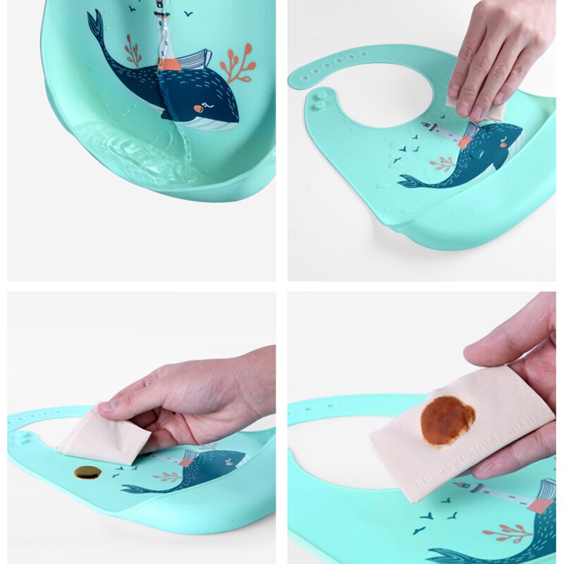 2 stücke Baby Lätzchen Wasserdichte Silikon Baby der lebensmittel tasche Stereo wasserdicht Super weiche lebensmittel tasche freundlicher speichel tasche waschen-freies