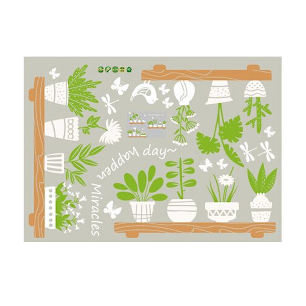 Plant Potted Shop Glass Door Cafe Decoration Wall Stickers sweet wall stickers home decals quotes mural arts printing #50