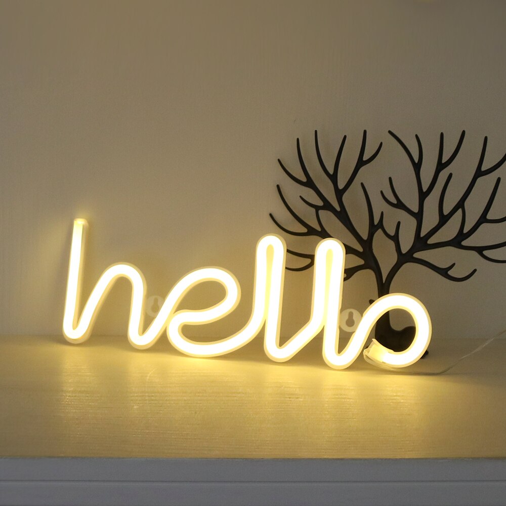 Nachtlampje Neon Alfabet Hello Neon Verlichting Voor Wedding Party Verjaardag Slaapkamer Muur Opknoping Decor Light Night